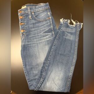 Madewell 10” High Riser Skinny Skinny Jeans with Frayed Hem